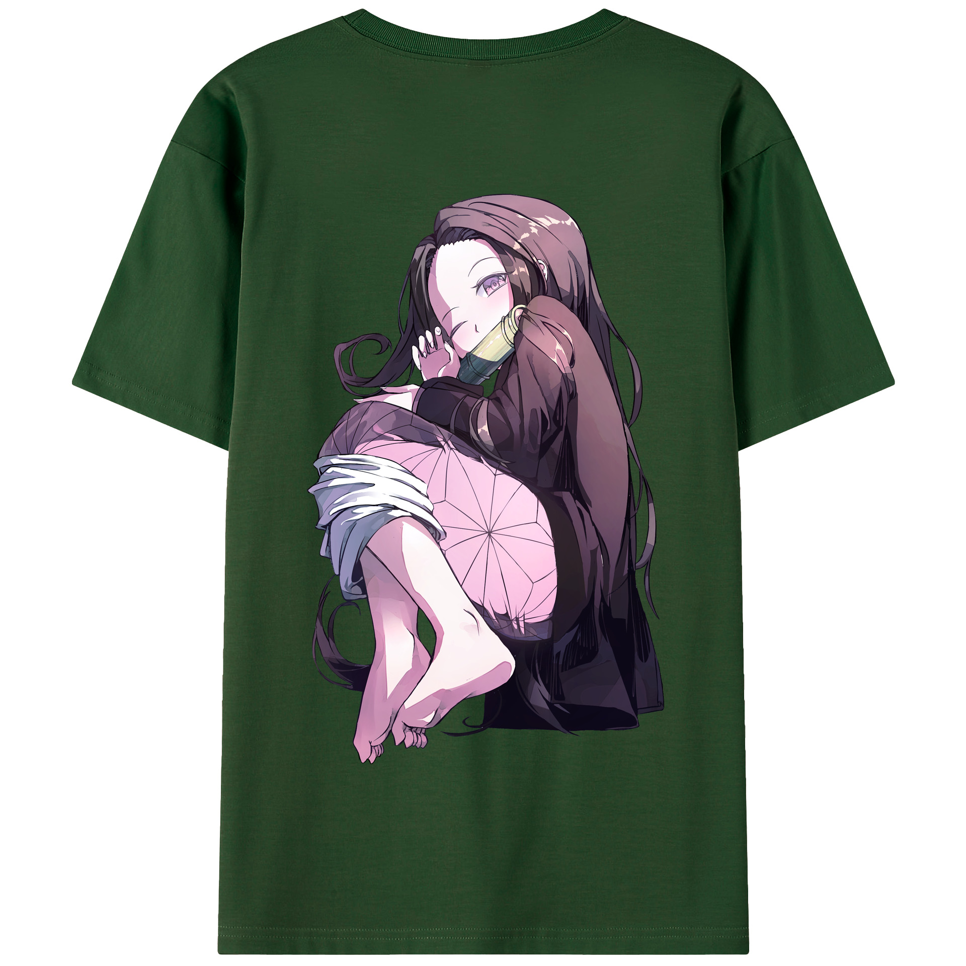 （画像用） 鬼滅の刃（きめつのやいば）竈門 禰󠄀豆子／かまど ねずこ Kamado Nezuko 綿100％半袖Tシャツ（背面プリント）